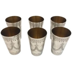 Set of 6 antique silver beakers