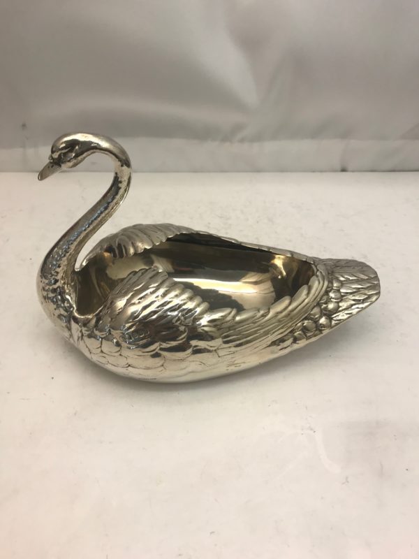 Antique silver swan dish