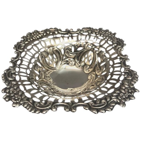 Antique Victorian Silver Pierced Dish