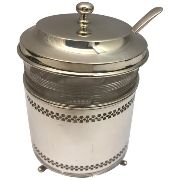 Antique Silver Pot with spoon and cover