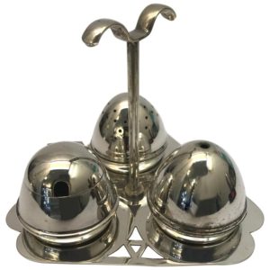Silver Plated Condiment Set Comprising of a Salt a Pepper and a Mustard Pot