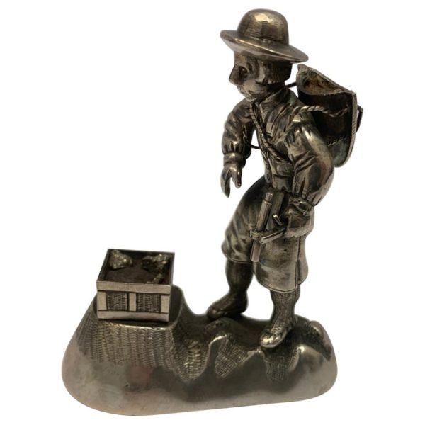 Small antique silver figural model of a prospector