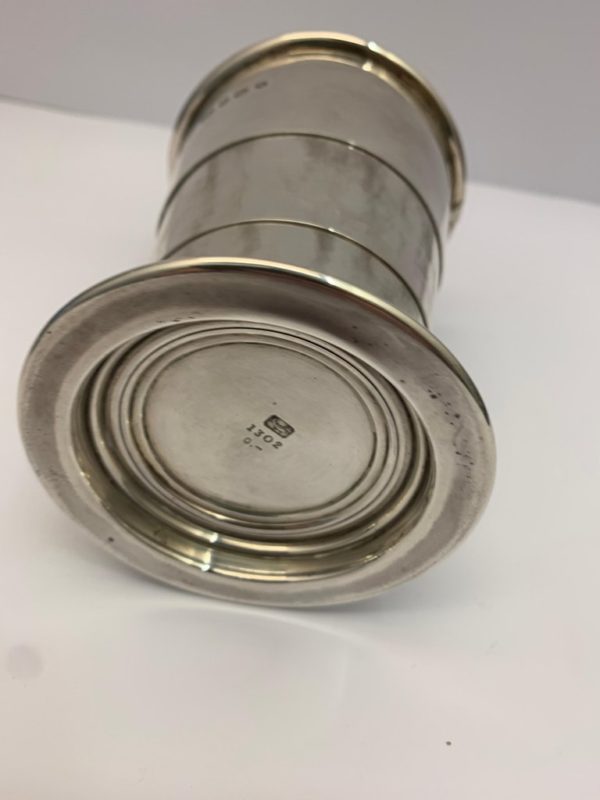 Engraved Silver Collapsable Drinking Beaker, circa 1900