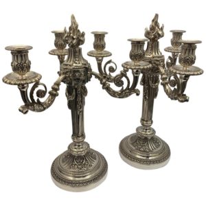 Large 19th Century Silver Plated Bronze Candelabra