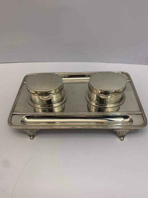 Victorian Silver Double Lidded Inkwell