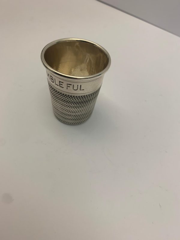 Small Silver Inscribed Thimble Cup