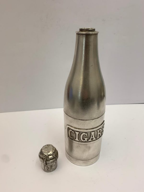 Silver Plate Wine Bottle 'Cigars' - lid