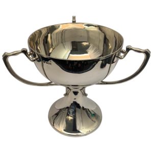English Three Handled Silver Cup of Plain Design, 1908