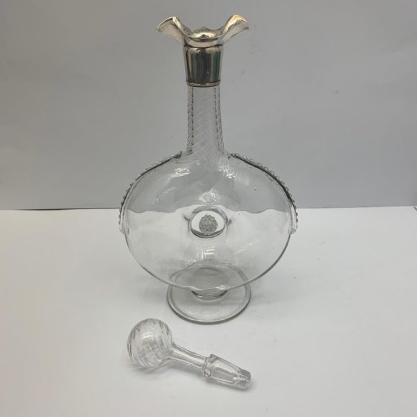 Glass Wine Decanter with Silver Rim Pourer - main