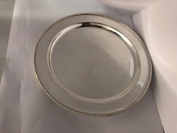 19th Century Large Rimmed Round Silver Plate/Salver - main