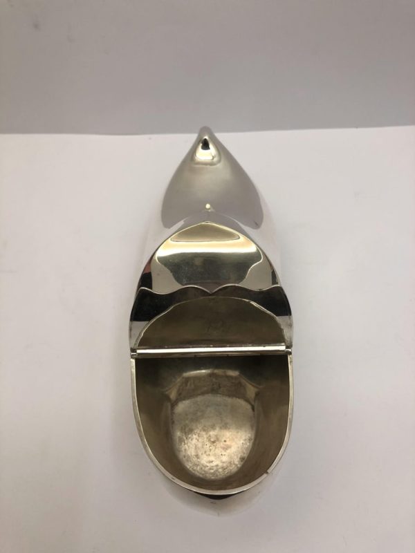 Silver Plated Spoon Warmer in the Shape of a Clog - top