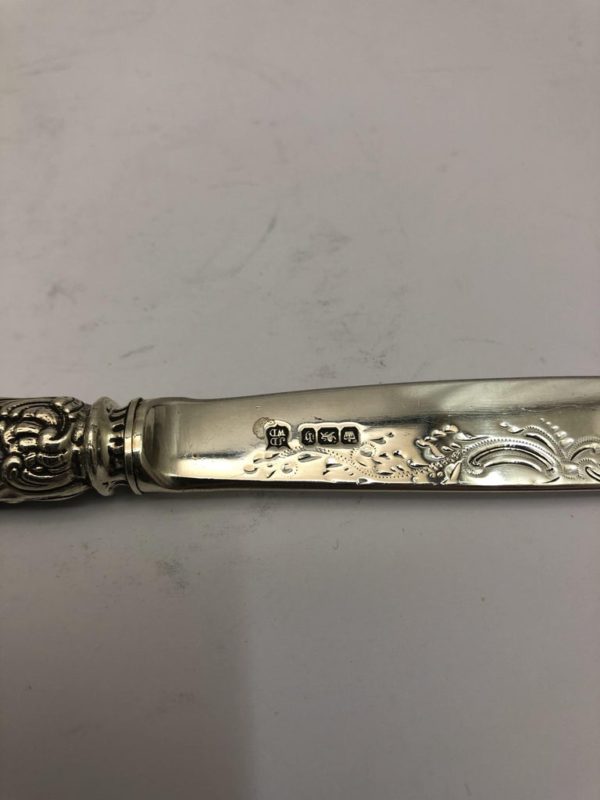 Letter Opener with Purple Enamel Decoration to the Handle - side