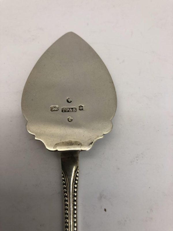 Small Silver Butter Spade with Decorated Border by Thomas Prime - top
