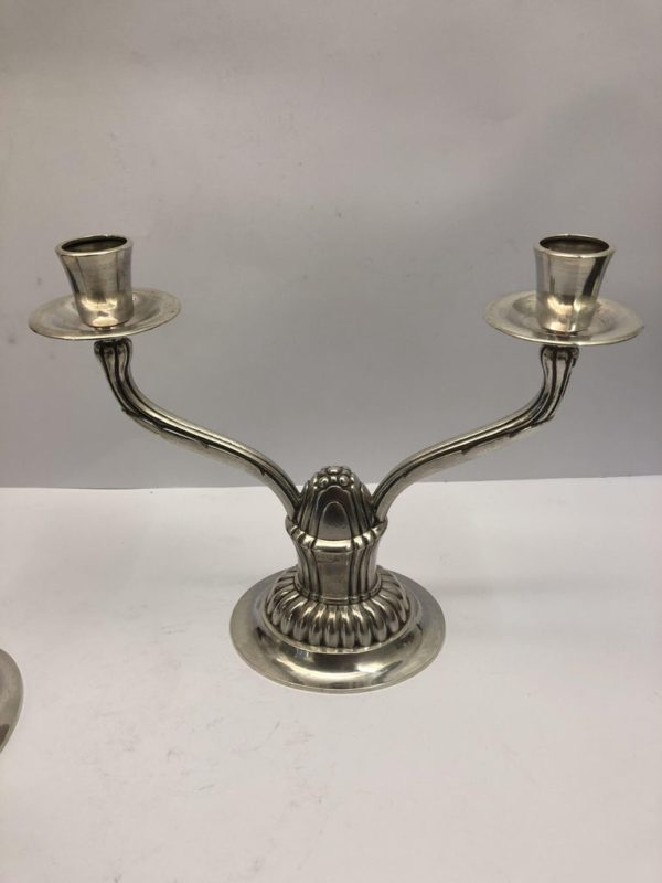 Pair of Silver Double Light Candle Sticks by R. E. Stone - main