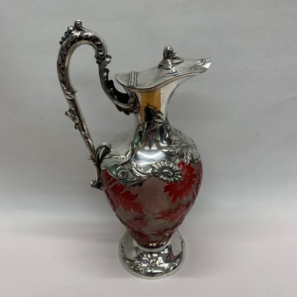 Lovely Rare Glass and Silver Foral Jug - Sides