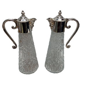 Silver Plated Claret Jugs with Unusual Face Detail on the Lip. Made in c1920.