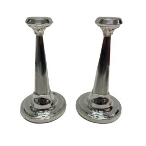 Two Silver Round Candlesticks 1921, From Birmingham