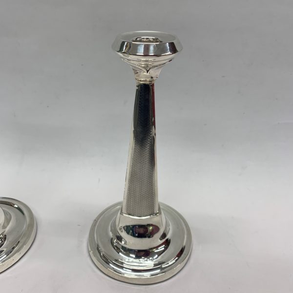 Two Silver Round Candlesticks 1921, From Birmingham - single